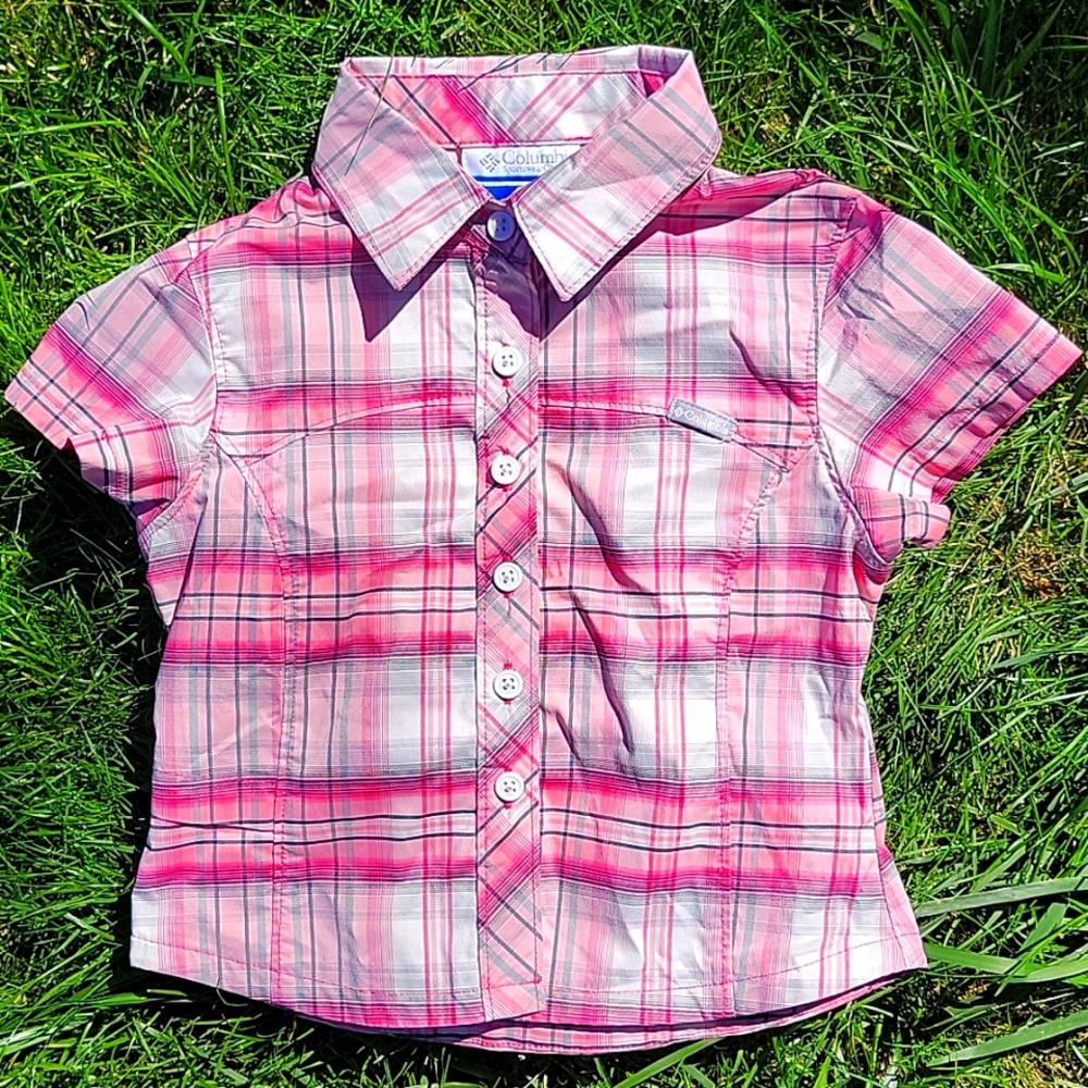Columbia Pink button down, kids size XXS (4/5)